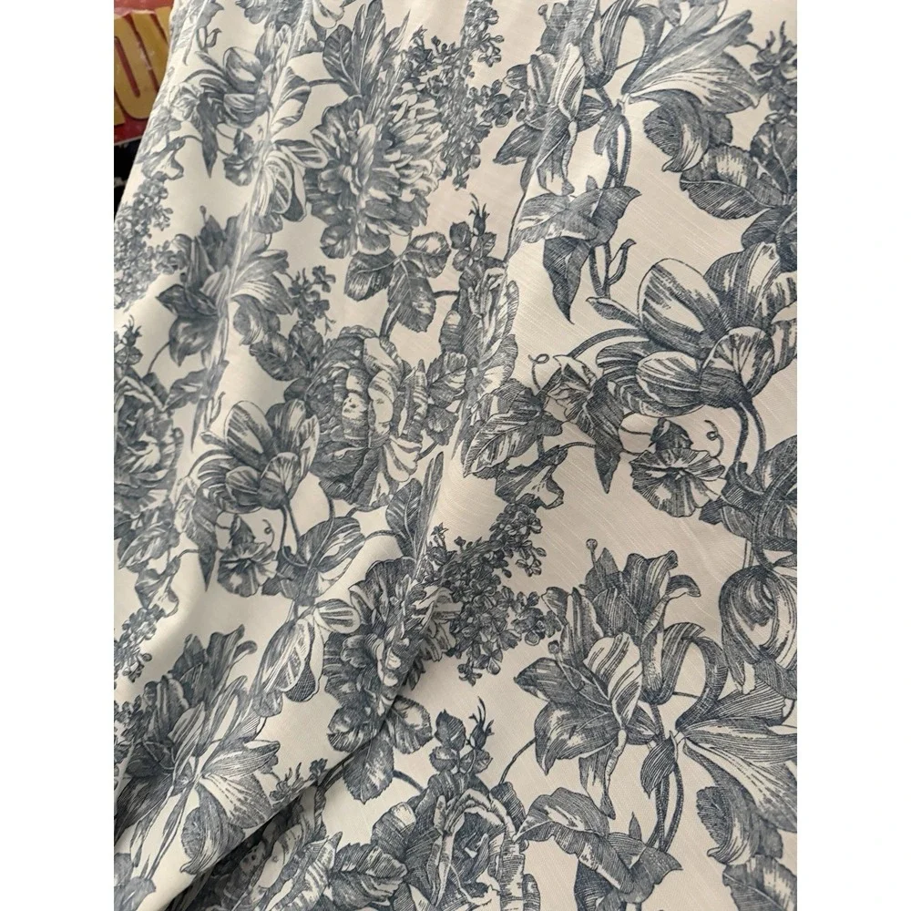 Vintage Waverly Garden Room Toile Blue Floral Curtain Panel 42 X 84 Single 1 PC